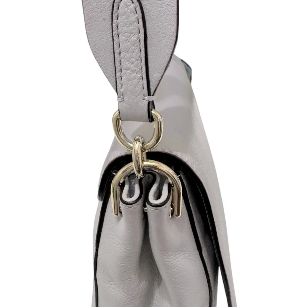 Kate Spade Adair Atwood Place Stone ice Grey Shoulder Bag Leather Gold Hardware‎
